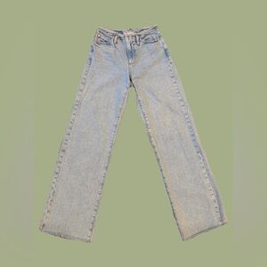 Garage Light Blue Straight Leg Fringe Waist Women’s Jeans
